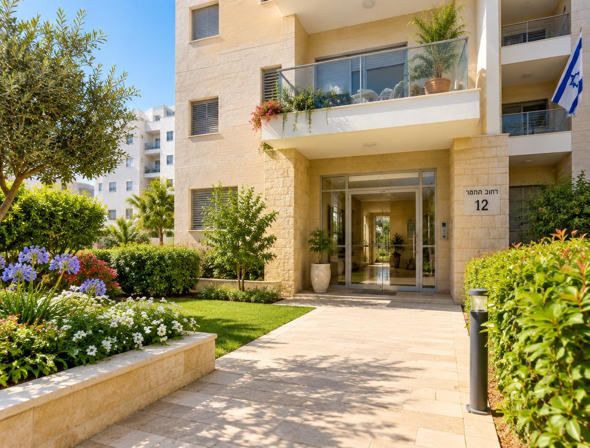 כניסה מטופחת לבניין מגורים